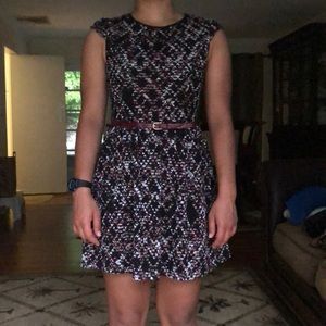 Belted pattern casual dress